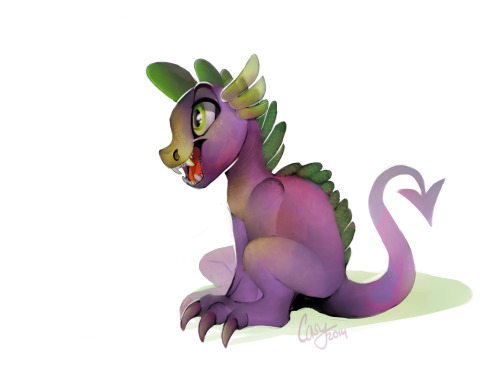 casynuf:  Spike the Dragon(1 layer painting)———————————Actually i never drew Spike before… I dont like him… not his nature, or something like that, i just rly dont like the way they designed him. His fat cheeks and tail and