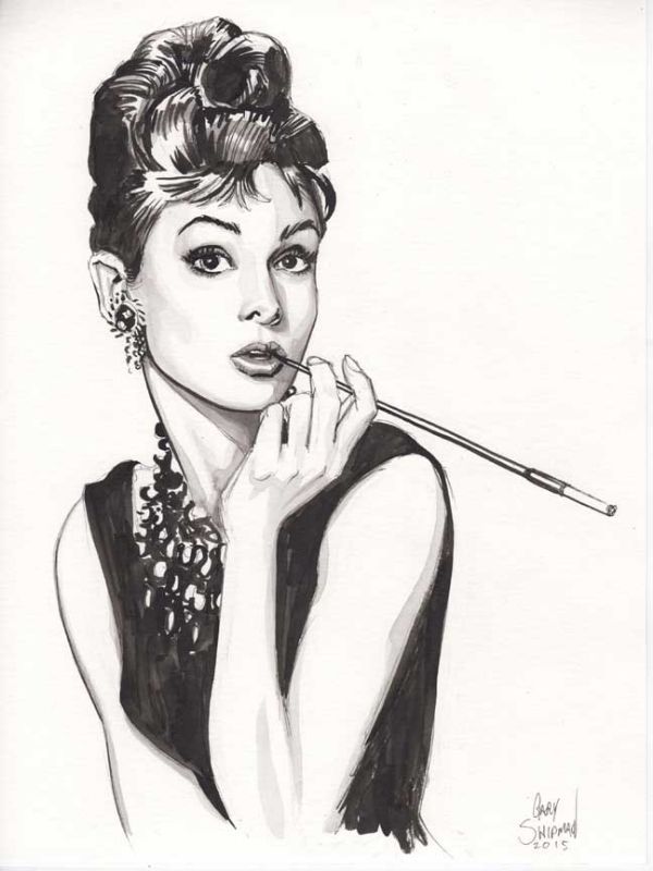 comicshistory:  Breakfast at Tiffany’s Audray Hepburn‬ tribute by Gary Shipman