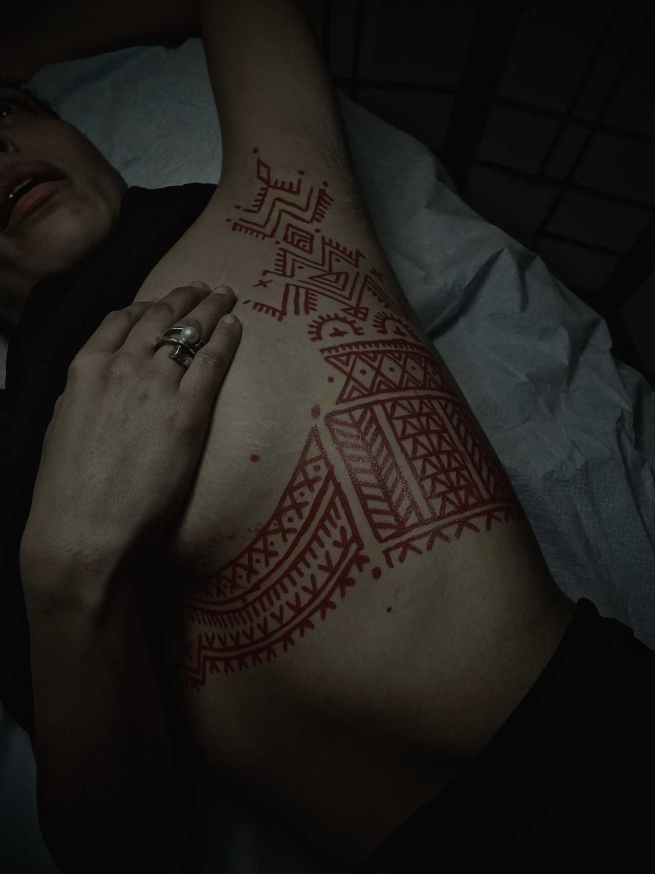 guyletatooer: Begining ! Some free hand on Samia from Montreal  Saved Tattoo Brooklyn