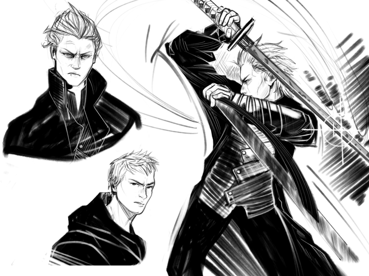 Draw vergil dmc5 smoking a cigarette