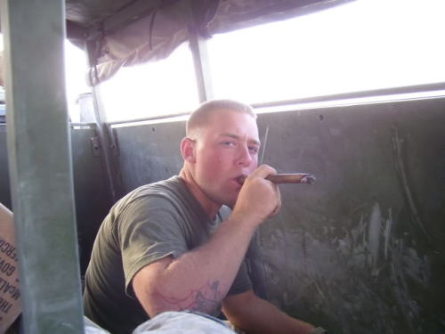 twisted-talez: “You want a smoke?” the soldier asked while lighting up a cigar, puffing 