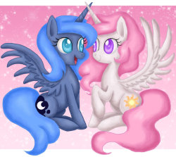 theponyartcollection:  Sun and Moon Sisters by *Mel-Rosey