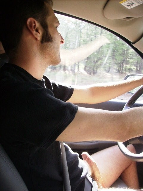 nakedpublicfun:  Riding pantless  Fun in the car!#car