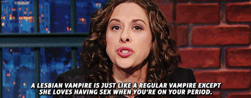 natashanegovanlisdaily:damnthosewords:Shout-out to #CarmillaMovie on Seth Meyers’ “Jokes