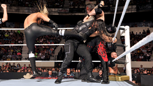 sethrollinsfans:  RAw 14th July, 2014 HQ Digitals 3-On-2 Handicap Match Seth Rollins, Randy Orton & Kane vs Roman Reigns and John Cena 