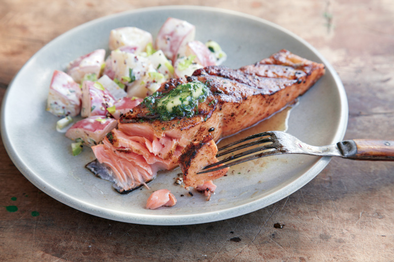 do-not-touch-my-food:  Grilled Salmon Filets with Herb Butter