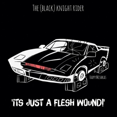 Woo-woo…woo-woo. (That KITT impression was almost as lame as my attempt to draw him…) #sketch_dailies #montypython #blackknight #knightrider