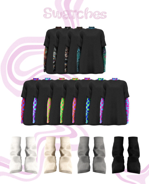 SCAROH ࿐ ˚ . ✦ LONG T-SHIRT &amp; NEWROCK SOCKS11 T-SHIRT SWATCHES AND 4 SOCKS SWATCHESHQ COMPATIBLE