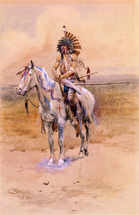 artist-charles-russell: Mandan Warrior, 1906, Charles M. Russell