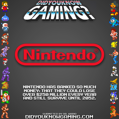 didyouknowgaming:  Nintendo. http://www.gamesradar.com/nintendo-doomed-not-likely-just-take-look-how-much-money-its-got-bank/ 