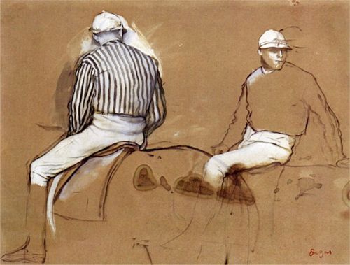 newloverofbeauty:Edgar Degas:  Two Jockeys, 