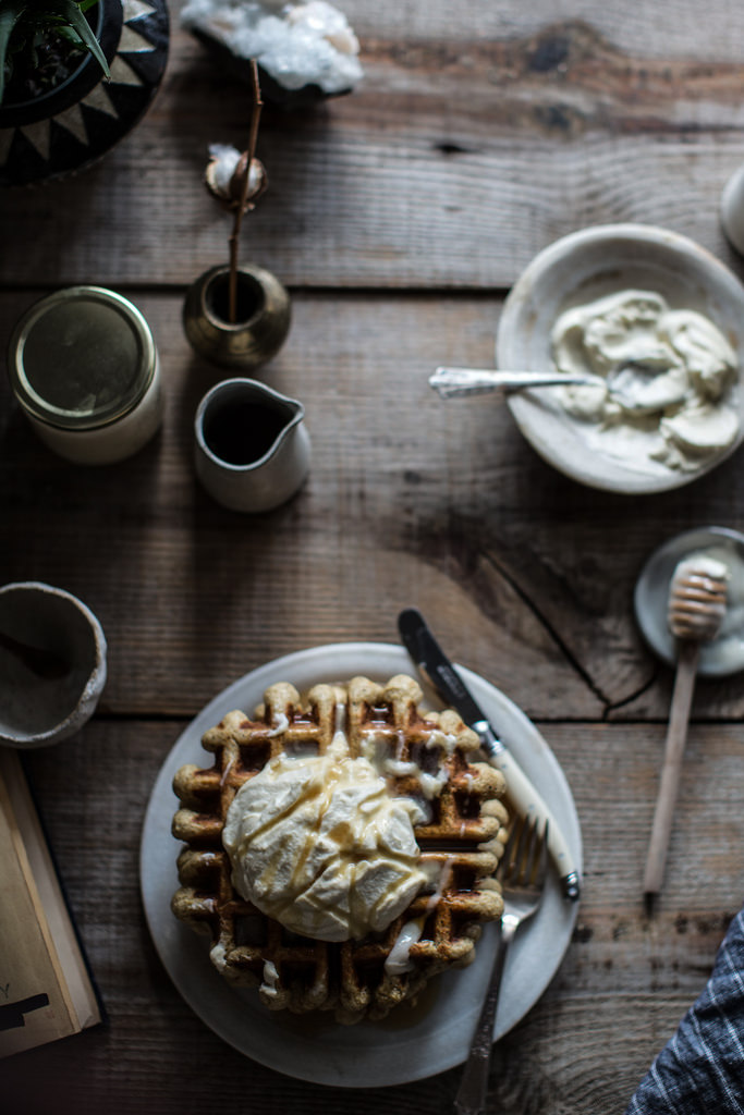 sweetoothgirl:    earl grey waffles &amp; whipped honey cream     Yum that look