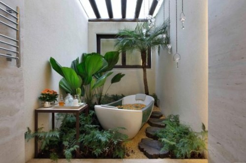 lush tropical bathroom