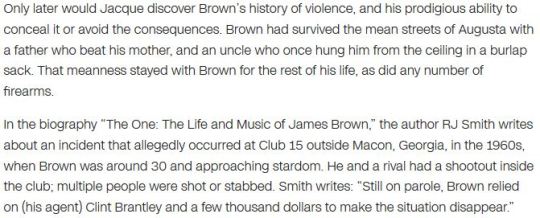 werocksocks: thighetician:   thighetician:  thighetician:  I can’t remember who posted about it yesterday and started me down this road,but I’m reading this series of CNN articles on James Brown being a murdering rapist who was possibly also murdered