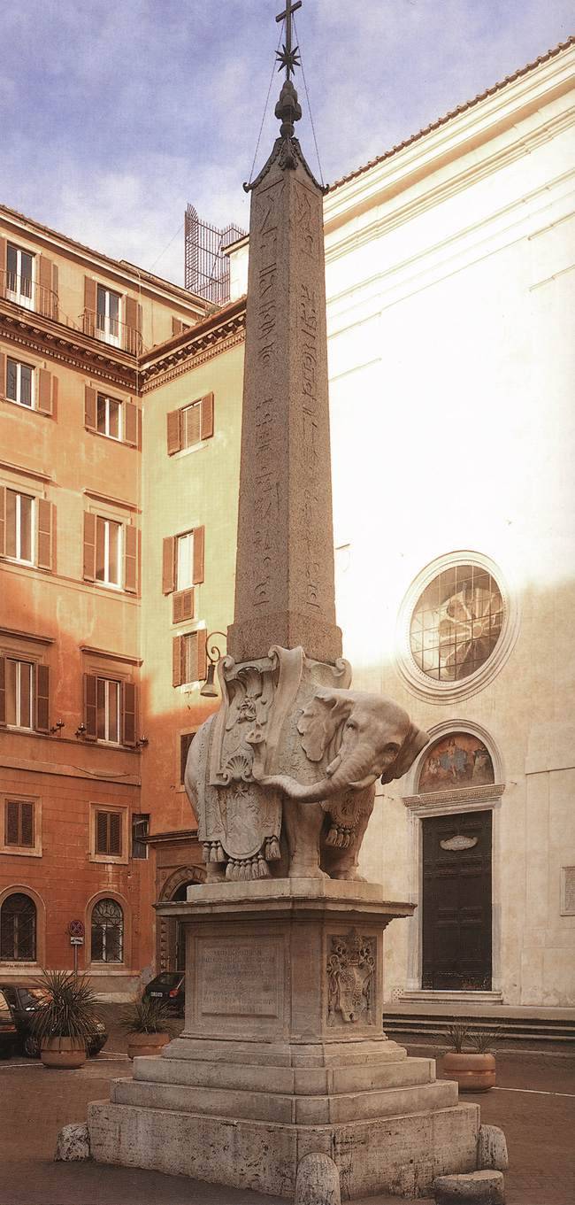 centuriespast:  BERNINI, Gian LorenzoFountain with Elephant and Obelisk1667-69MarblePiazza