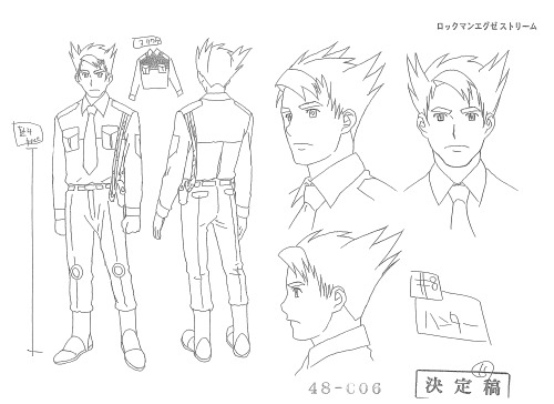 Megaman Production Art Scan of the Day #341:Officer Hunter Head Shot + Full Body Character Design Sh