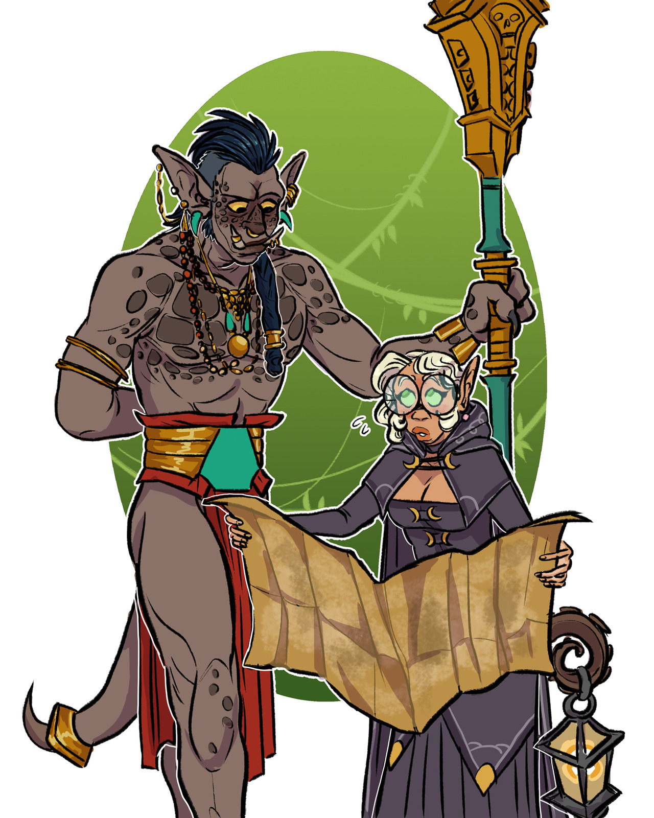 buttart:  a lil fanart for @sketchygoat of their handsome zandalari primal, M’kai!