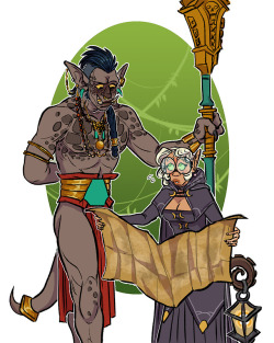 buttart:  a lil fanart for @sketchygoat of their handsome zandalari primal, M’kai! i love his design so much y’allalso Poe wouldn’t even know how to embrace such a spikey lad but she’s not opposed to tryin