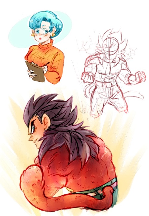 lemoro:Drawinâ€™ up messy doodles and messinâ€™ with colorrsssxxzxx~~ And though as much as I dislike GT, I am somewhat growing more fond of ssj4 -o-;; Sort ofâ€¦  Dat Bulma, dat Vegeta… mmmm…