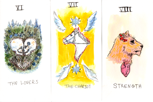 not-worms - first nine days of my tarot-a-day settombow brushpen...