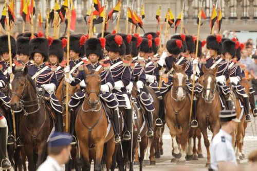 Belgian royal mounted escort 21st of july Belgian day of independence.Brussel,Belgium