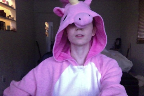 actuallygrimes: the best thing about not being on tour is wearing this unicorn outfit for days on en