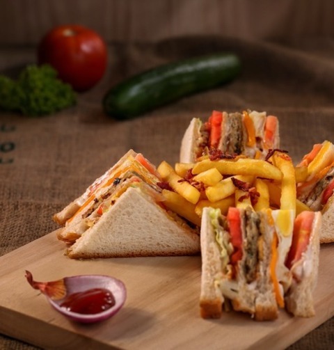 Club Sandwich With Bacon And Fries Recipe