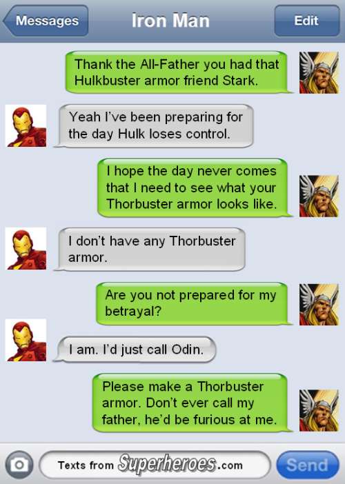 textsfromsuperheroes:The Best of The Avengers.
