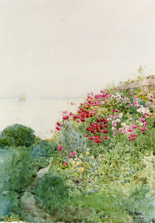 artist-childe-hassam: Field of Poppies, Isles of Shaos, Appledore, 1890, Childe Hassam