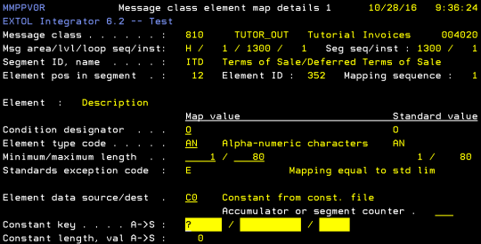 cleo extol integrator message class element map details 1 constant length key
