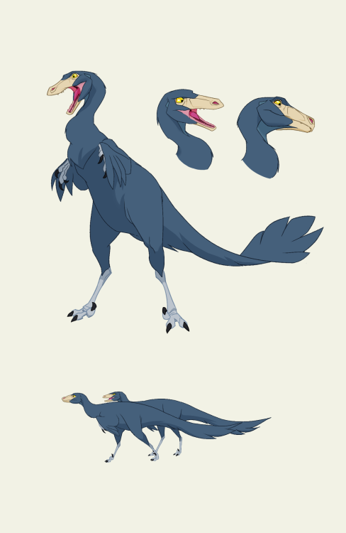 Sky (the acheroraptor) sitting on top of a clumsy torosaurus… And Sprig, the know-it-all troo