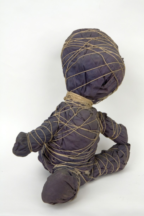 ourladyofperpetualnaptime: may wilson - untitled toy dog wrapped in fabric and twine