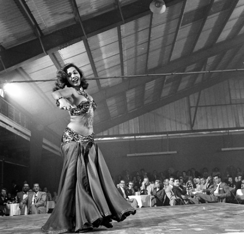 vintagegal:  Egyptian belly dancer and actress Samia Gamal opening In Dallas, 1952 