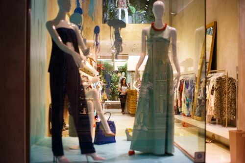 Clothes shop window display in Rethymno.