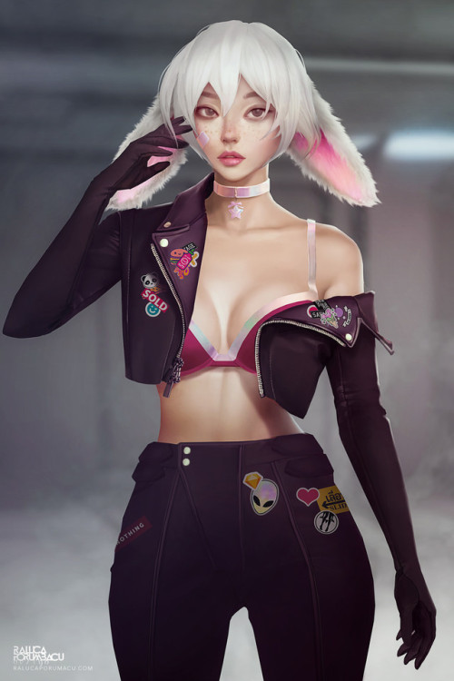 Cyberpunk Leather Bunny Girl  Raluca Porumbacu www.artstation.com/artwork/yaEqO