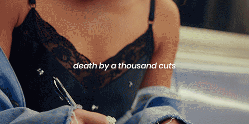 streetscornelia:“Death by a Thousand Cuts” was inspired by the Netflix movie “Someone Great,” while 