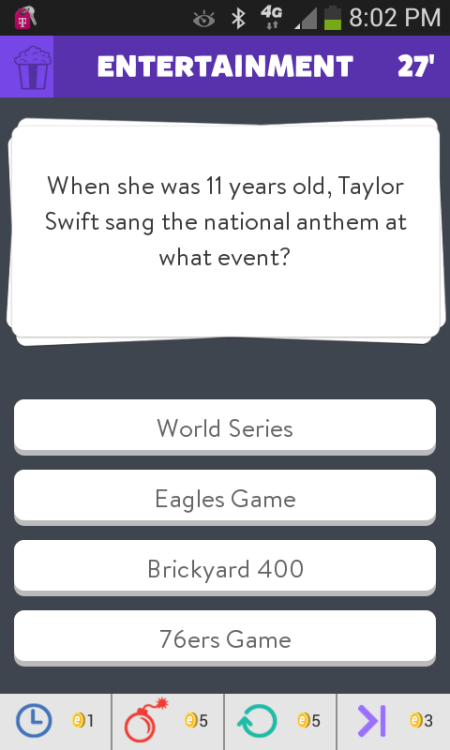 I love Taylor related questions on trivia crack :)I got both of them right obviously ;)