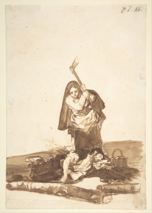 met-drawings-prints: A Woman Murdering a Sleeping Man, from Images of Spain Album (F), 87 by Goya, D