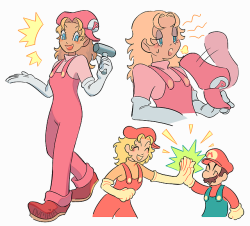 nymria:plumber peach and plumber daisy doodles