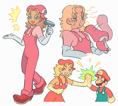 nymria: plumber peach and plumber daisy doodles based off this old official comic