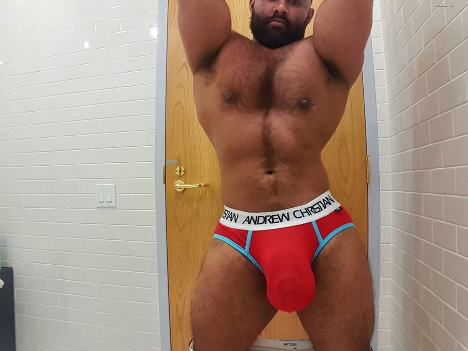 He is one handsome, hairy, sexy, muscular man and with an awesome package - WOOF.