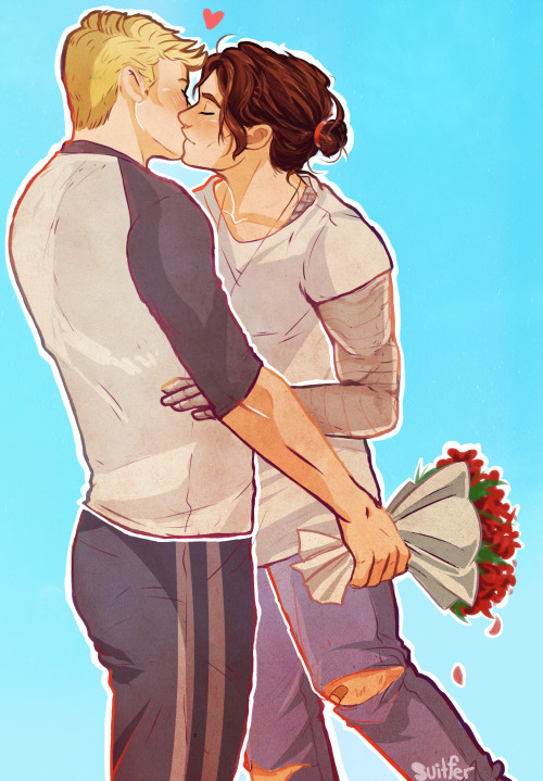 suitfer: steve brought bucky flowers; bucky’s a happy boyfriend !