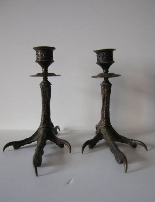 bookofoctober: Antique bronze candleholders, 1800s