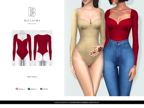 billsims-cc: Long Sleeve Underwired Ribbed Bodysuit (TS3) Clothing Type; Tops Female, YA/Adult Every