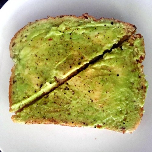 vivaathletic:  Avocado on toast, best breakfast ever!  Sprinkle a bit of salt and pepper if your wish.  Rich in in vitamin B, C and E. Has more potassium than banana and healthy fats that reduce risk of stroke and heart disease.   #workout #fitness #gym