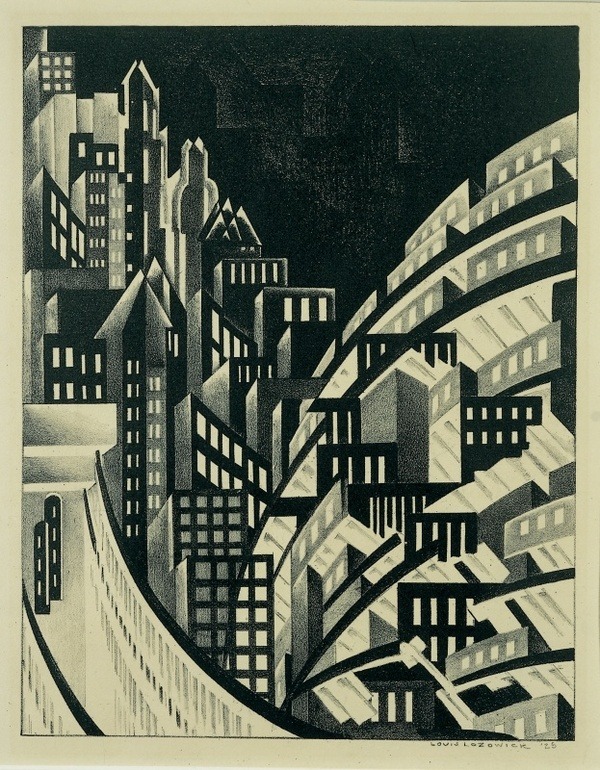 drawingarchitecture:  New York Louis Lozowick. 1925. Lithograph: image, 11 9/16