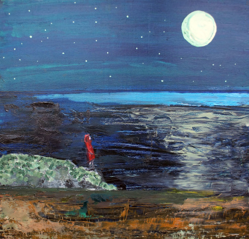 Wandering Moon   -    Minna-Leena Mukari, 2018Finnish, b. 1984- Oil on mdf board , 55 x 55 cm.