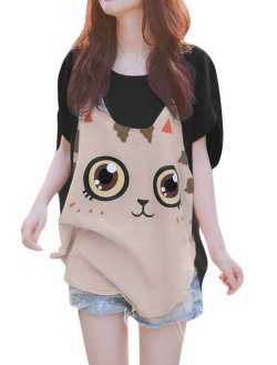 wickedclothes:  Cartoon Cat Shirt Show off your love for cats with this kitty print. Currently on sale for just ů.50 with FREE SHIPPING at Amazon!