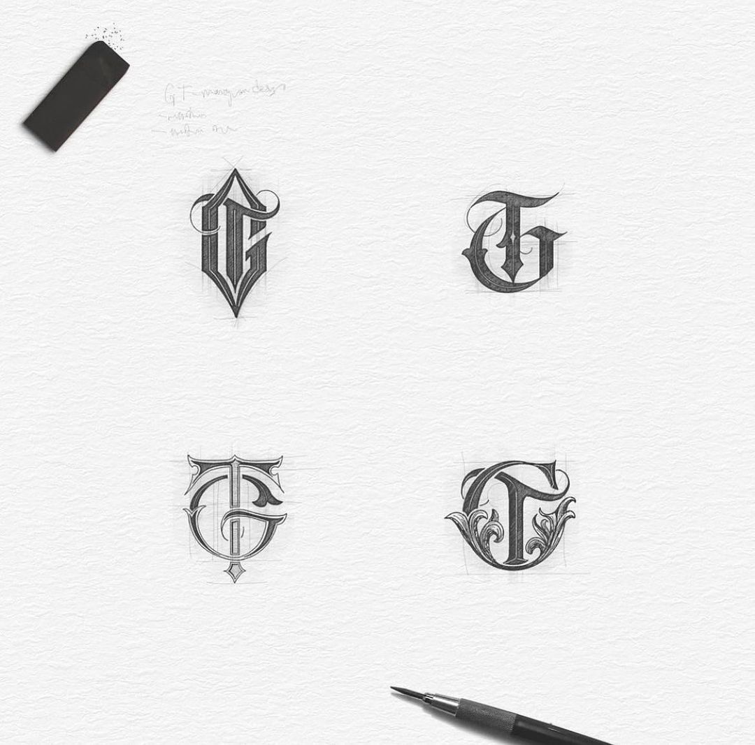 GT. Some monogram design sketches for a clothing - Ritchie Ruiz