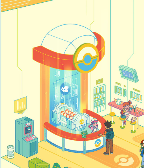 Pokemon Center! This is sort of my own take on it and it was super fun to draw *_* Hope everyon